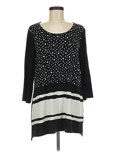 Pre-owned Zenergy By Chico's 3/4 Sleeve Blouse In Black
