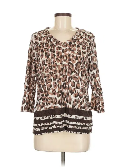 Pre-owned Zenergy By Chico's 3/4 Sleeve Blouse In Brown