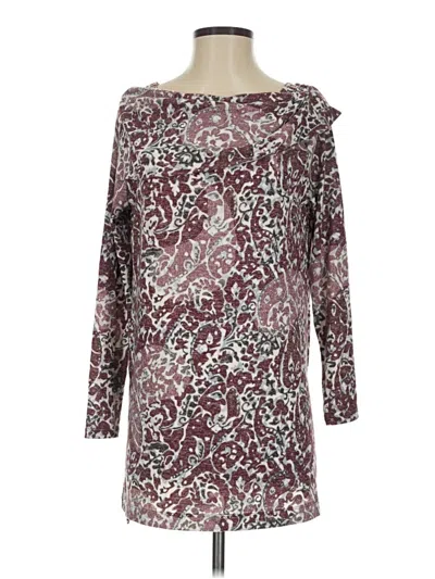 Pre-owned Zenergy By Chico's 3/4 Sleeve Blouse In Burgundy