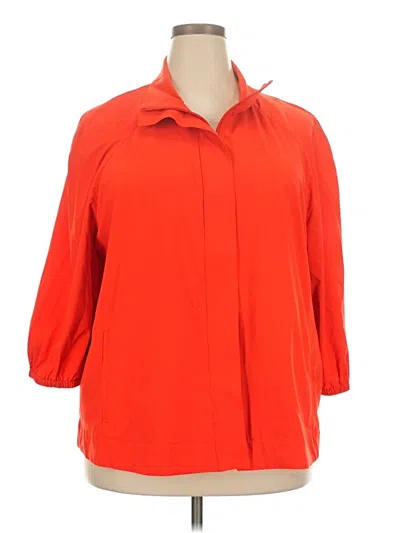 Pre-owned Zenergy By Chico's 3/4 Sleeve Button Down Shirt In Orange