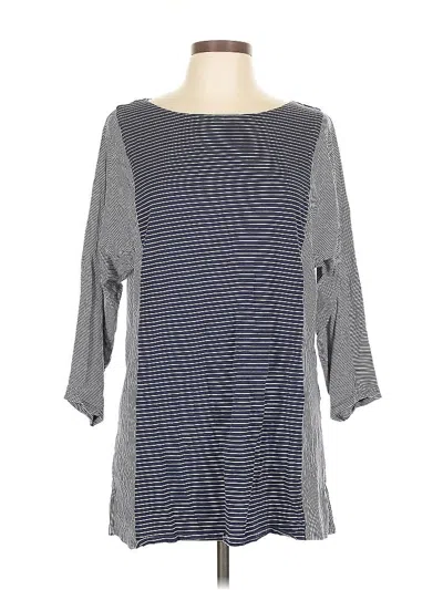 Pre-owned Zenergy By Chico's 3/4 Sleeve T-shirt In Gray