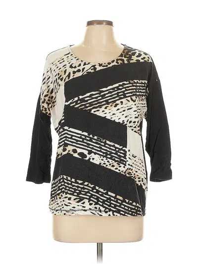 Pre-owned Zenergy By Chico's 3/4 Sleeve Top Black Boatneck Tops