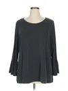 Zenergy By Chico's 3/4 Sleeve Top Gray Boatneck Tops In Black
