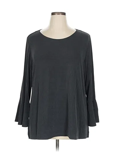 Zenergy By Chico's 3/4 Sleeve Top Gray Boatneck Tops In Black