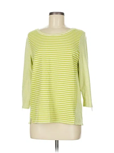 Pre-owned Zenergy By Chico's 3/4 Sleeve Top Green Boatneck Tops