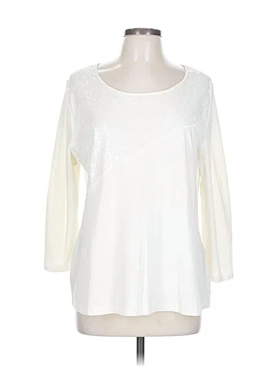 Pre-owned Zenergy By Chico's 3/4 Sleeve Top Ivory Scoop Neck Tops In White