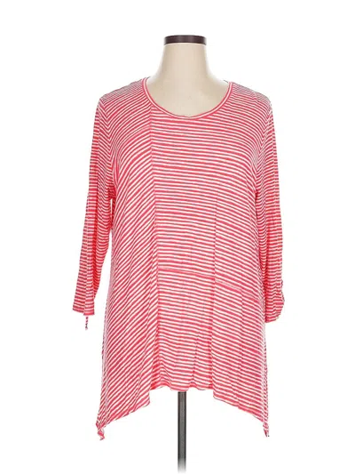 Pre-owned Zenergy By Chico's 3/4 Sleeve Top Red Boatneck Tops