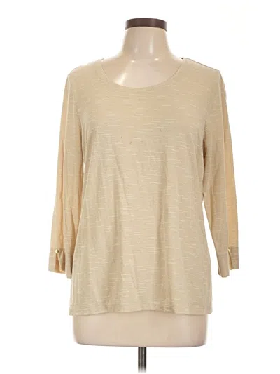 Pre-owned Zenergy By Chico's 3/4 Sleeve Top Tan Scoop Neck Tops