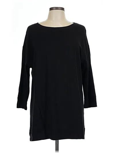 Pre-owned Zenergy By Chico's 3/4 Sleeve T-shirt In Black