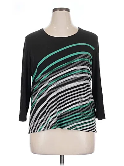 Pre-owned Zenergy By Chico's 3/4 Sleeve T-shirt In Black