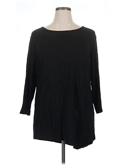 Pre-owned Zenergy By Chico's 3/4 Sleeve T-shirt In Black