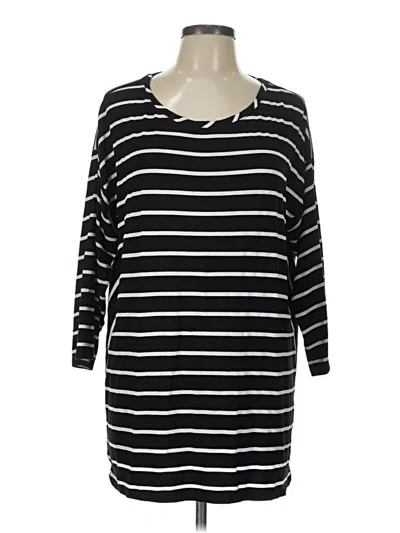 Pre-owned Zenergy By Chico's 3/4 Sleeve T-shirt In Black