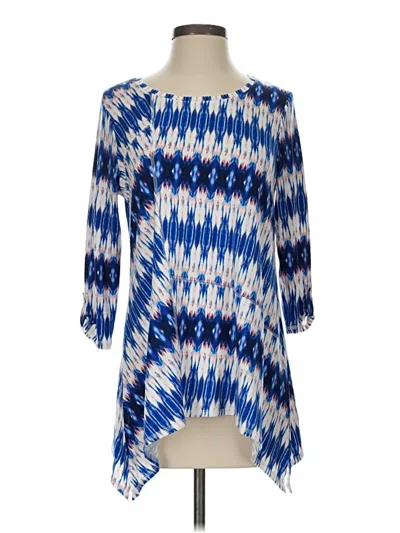 Pre-owned Zenergy By Chico's 3/4 Sleeve T-shirt In Blue