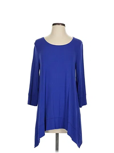 Pre-owned Zenergy By Chico's 3/4 Sleeve T-shirt In Blue