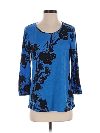 Pre-owned Zenergy By Chico's 3/4 Sleeve T-shirt In Blue