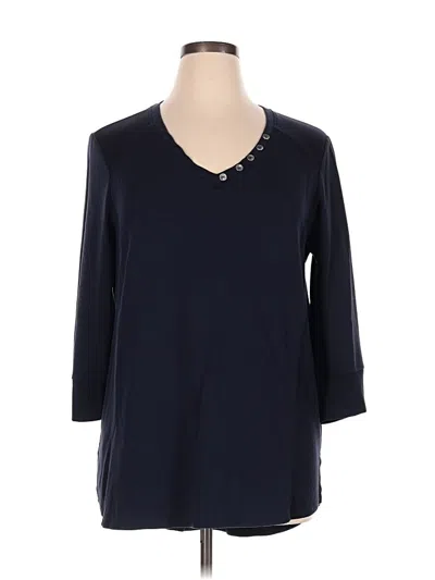 Pre-owned Zenergy By Chico's 3/4 Sleeve T-shirt In Blue