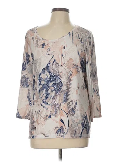 Pre-owned Zenergy By Chico's 3/4 Sleeve T-shirt In Brown