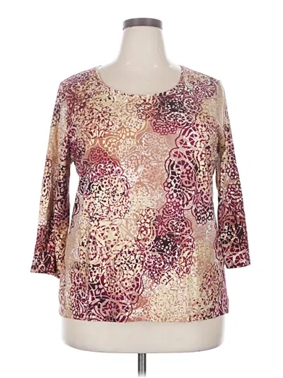 Pre-owned Zenergy By Chico's 3/4 Sleeve T-shirt In Burgundy