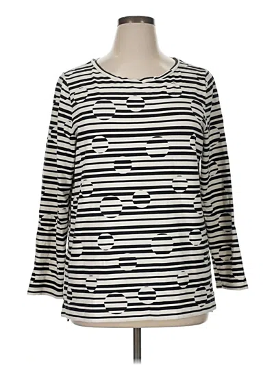 Pre-owned Zenergy By Chico's 3/4 Sleeve T-shirt In Ivory
