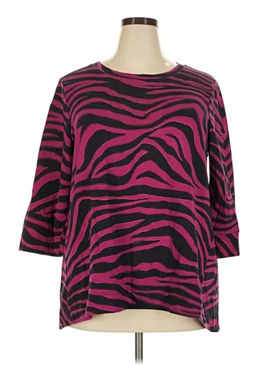 Pre-owned Zenergy By Chico's 3/4 Sleeve T-shirt In Purple