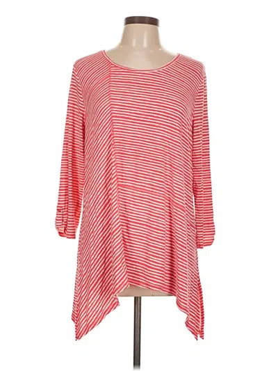 Pre-owned Zenergy By Chico's 3/4 Sleeve T-shirt In Red