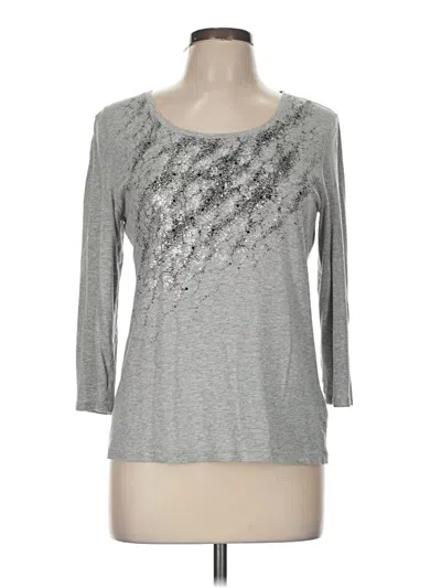 Pre-owned Zenergy By Chico's 3/4 Sleeve T-shirt In Silver