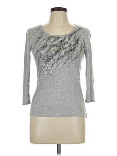 Pre-owned Zenergy By Chico's 3/4 Sleeve T-shirt In Silver