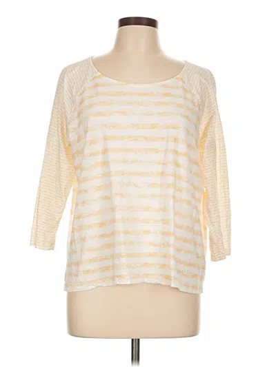 Pre-owned Zenergy By Chico's 3/4 Sleeve T-shirt In White