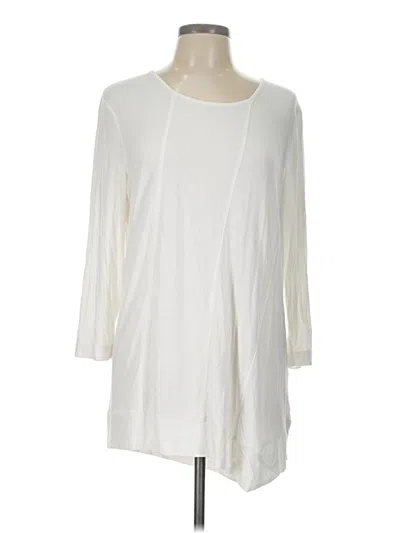 Pre-owned Zenergy By Chico's 3/4 Sleeve T-shirt In White