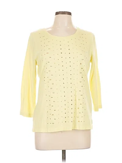 Pre-owned Zenergy By Chico's 3/4 Sleeve T-shirt In Yellow