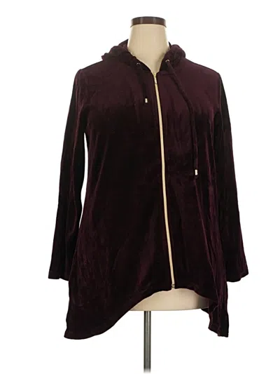 Pre-owned Zenergy By Chico's Cardigan Sweater In Burgundy