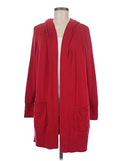 Pre-owned Zenergy By Chico's Cardigan Sweater In Red