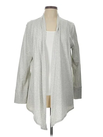Pre-owned Zenergy By Chico's Cardigan Sweater In Silver