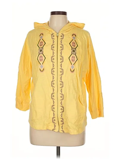 Pre-owned Zenergy By Chico's Cardigan Sweater In Yellow