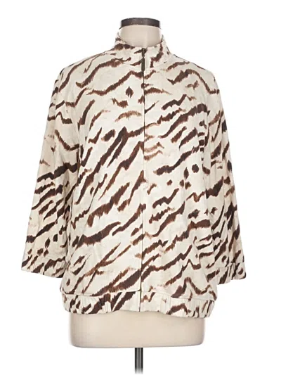 Pre-owned Zenergy By Chico's Faux Fur Jacket In White