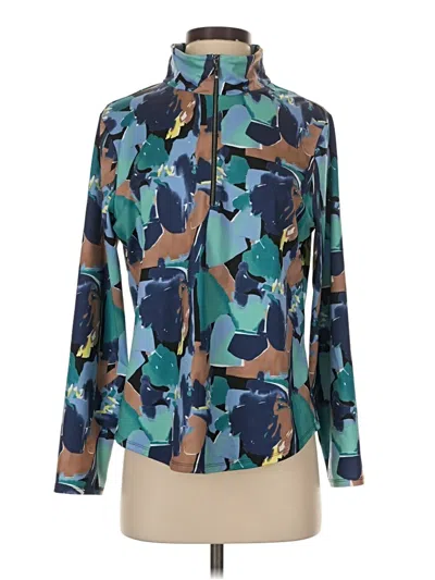 Pre-owned Zenergy By Chico's Long Sleeve Blouse In Blue