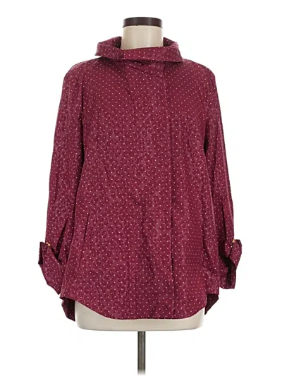 Pre-owned Zenergy By Chico's Long Sleeve Blouse In Burgundy