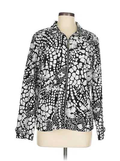 Pre-owned Zenergy By Chico's Long Sleeve Blouse In Silver