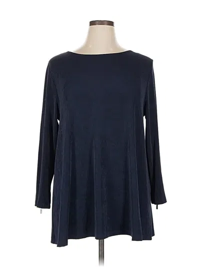 Zenergy By Chico's Long Sleeve Top Blue Boatneck Tops