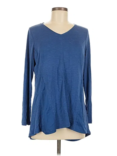 Pre-owned Zenergy By Chico's Long Sleeve Top Blue V-neck Tops