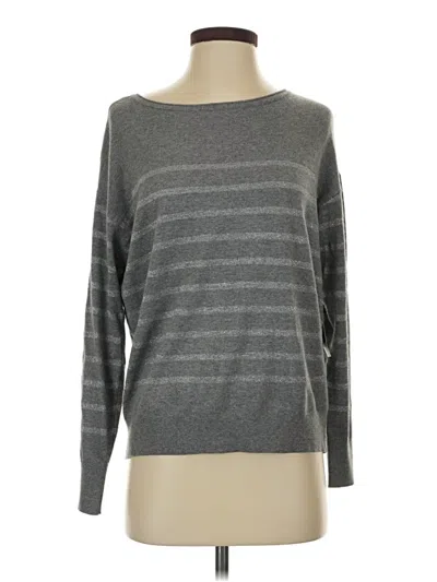 Pre-owned Zenergy By Chico's Long Sleeve Top Gray Boatneck Tops