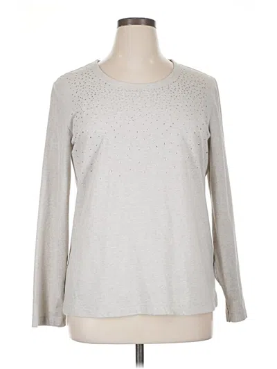 Pre-owned Zenergy By Chico's Long Sleeve Top Gray Crew Neck Tops
