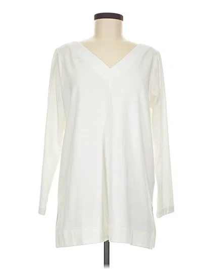 Pre-owned Zenergy By Chico's Long Sleeve T-shirt In White