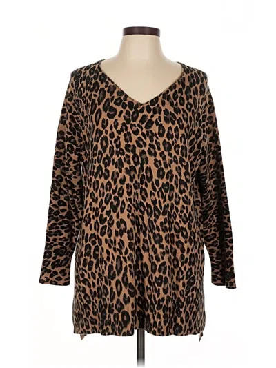 Pre-owned Zenergy By Chico's Pullover Sweater In Brown