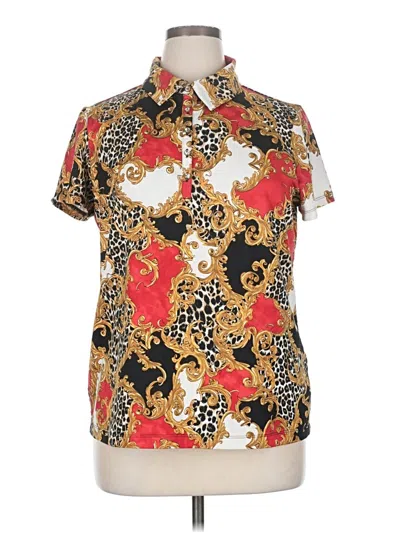 Pre-owned Zenergy By Chico's Short Sleeve Blouse In Gold