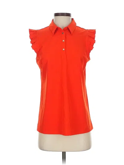 Pre-owned Zenergy By Chico's Short Sleeve Blouse In Orange