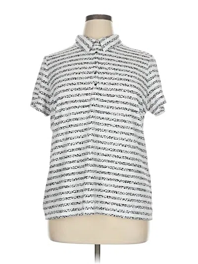 Pre-owned Zenergy By Chico's Short Sleeve Blouse In Silver