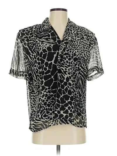 Pre-owned Zenergy By Chico's Short Sleeve Blouse In Silver