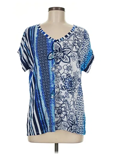 Pre-owned Zenergy By Chico's Short Sleeve T-shirt In Blue