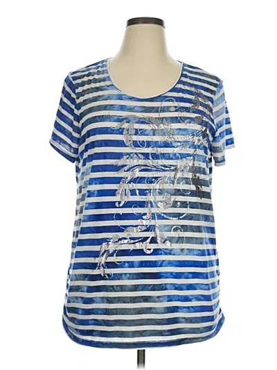 Pre-owned Zenergy By Chico's Short Sleeve T-shirt In Blue